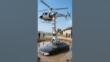 🚁 Helicopter Robot Hand Saves Stuck Car! 😱#Helicopter#Rescue nology#ViralShorts#AmazingInventions