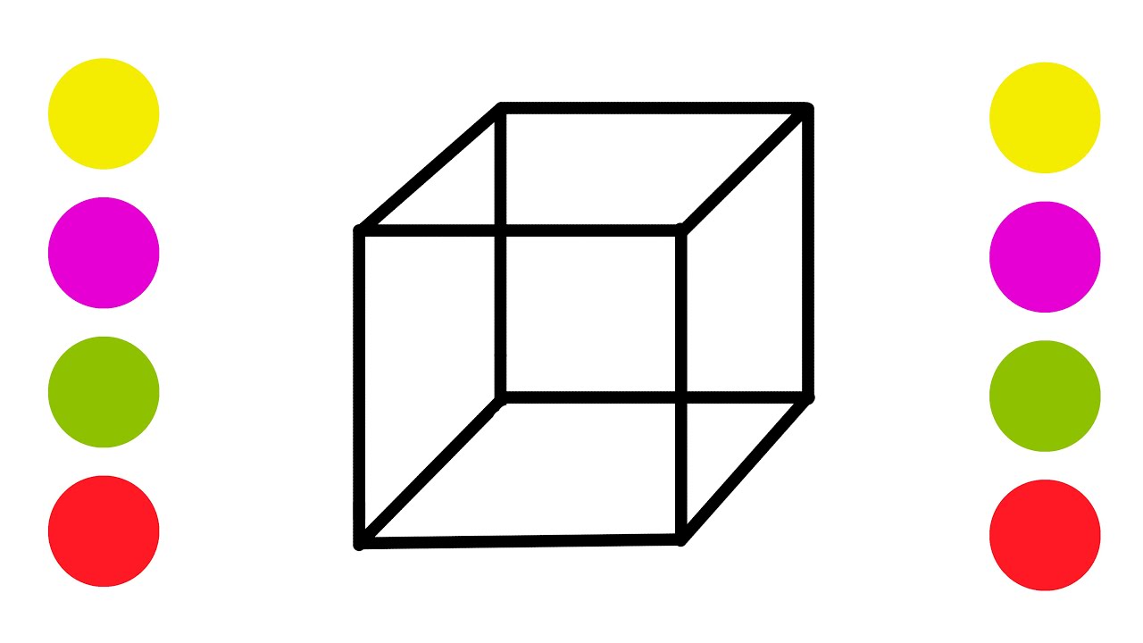 How to draw a cube, painting solid figures for kids YouTube