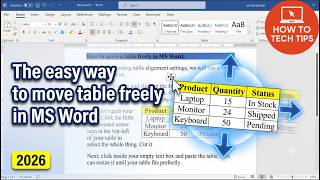 how to move table in word freely