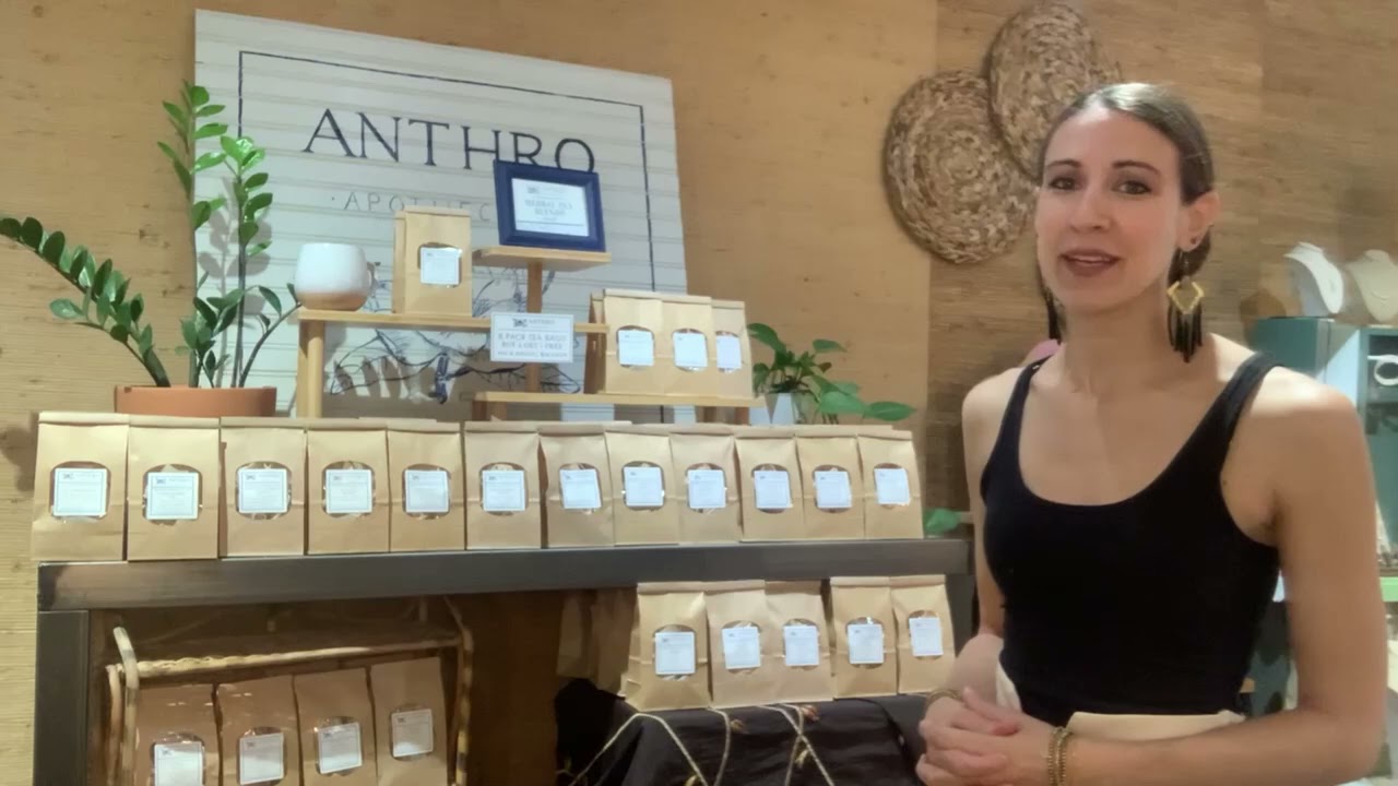 Hand-blended organic tea at Anthro Apothecary