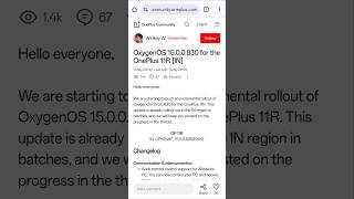 OxygenOS 15.0.0.830 for the OnePlus 11R [IN] Released