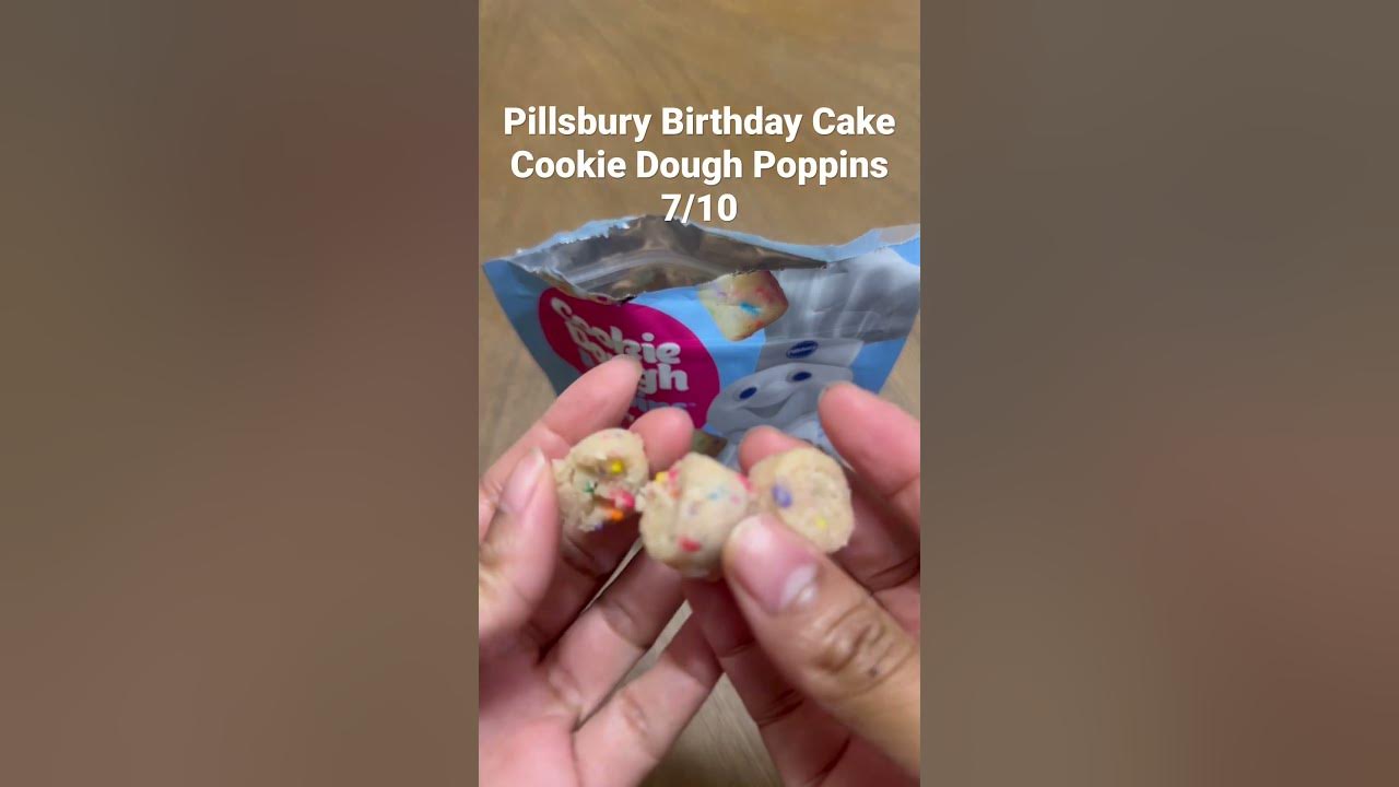 Pillsbury Birthday Cake Cookie Dough Poppins snackreview asmr shorts pillsbury-birthday-cake-cookie-dough-poppins-snackreview-asmr-shorts