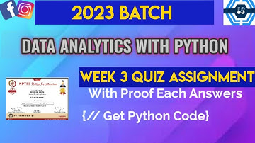 Data Analytics With Python | Week 3 Answers 2023 | NPTEL | SWAYAM |