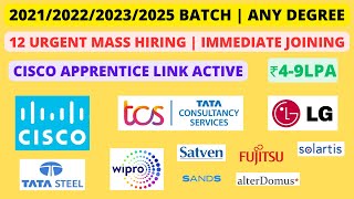 12 Urgent Mass Hiring | 2023/2022/2021 batch | Any Degree | ₹4-9Lpa