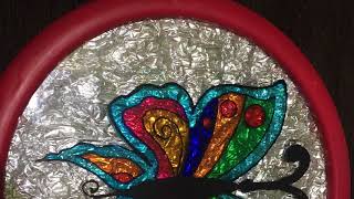 Glass painting of butterfly good idea for old wall clock convert into
new tutorial how to make step by procedure......
