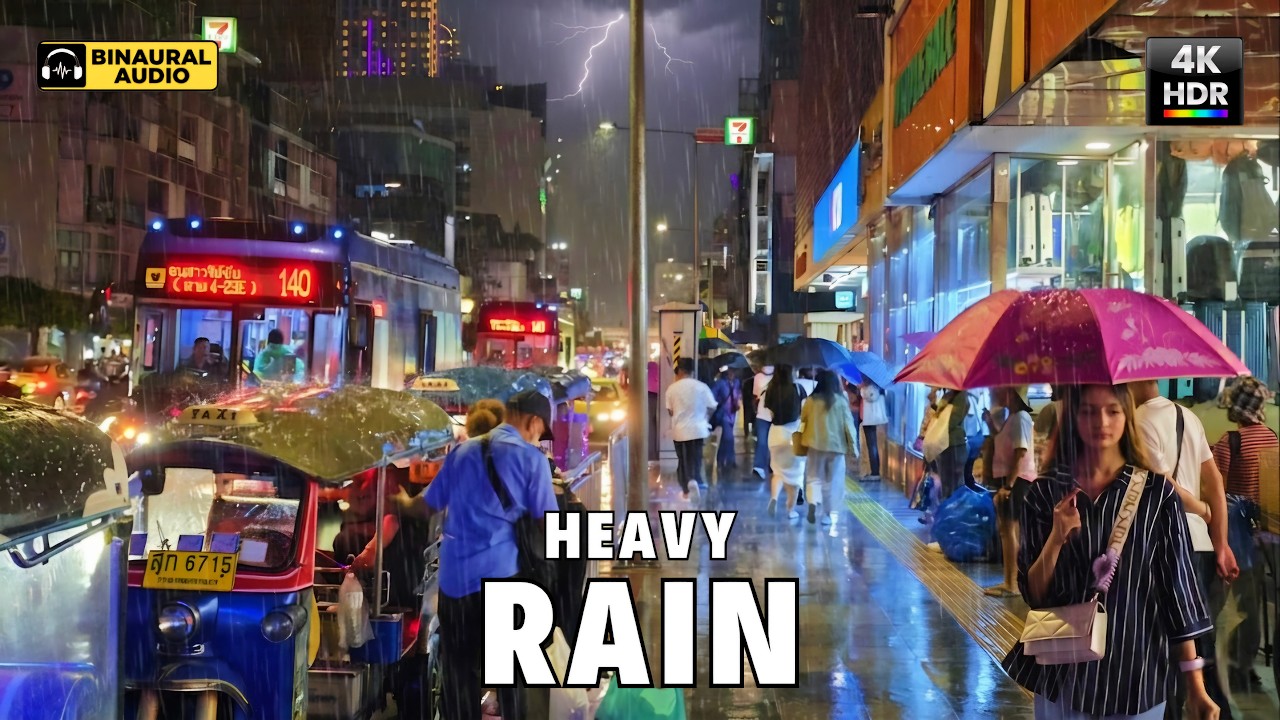 Bangkok, Thailand | Pratunam Market | Rain Walking Tour 4K