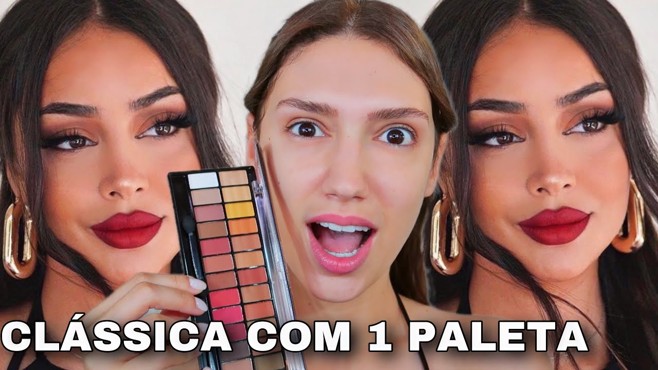 COMO FAZER UMA MAQUIAGEM CLÁSSICA USANDO 1 PALETA | MAKE COM BATOM VERMELHO E PALETA DA BELLE ANGEL