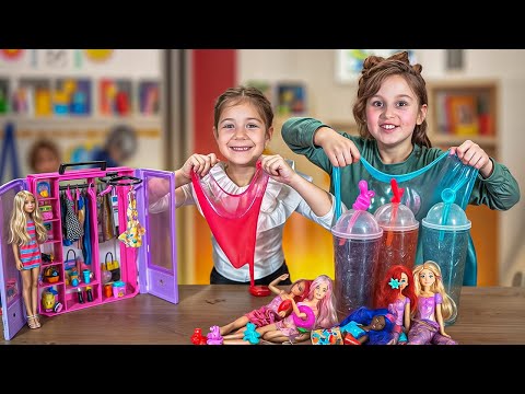 დანიელა, ემილია და ელენე თამაშობენ ბარბებით და პრინცესებით