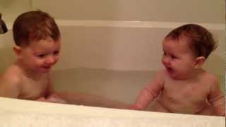 Kate and Connor Splashing in Bath