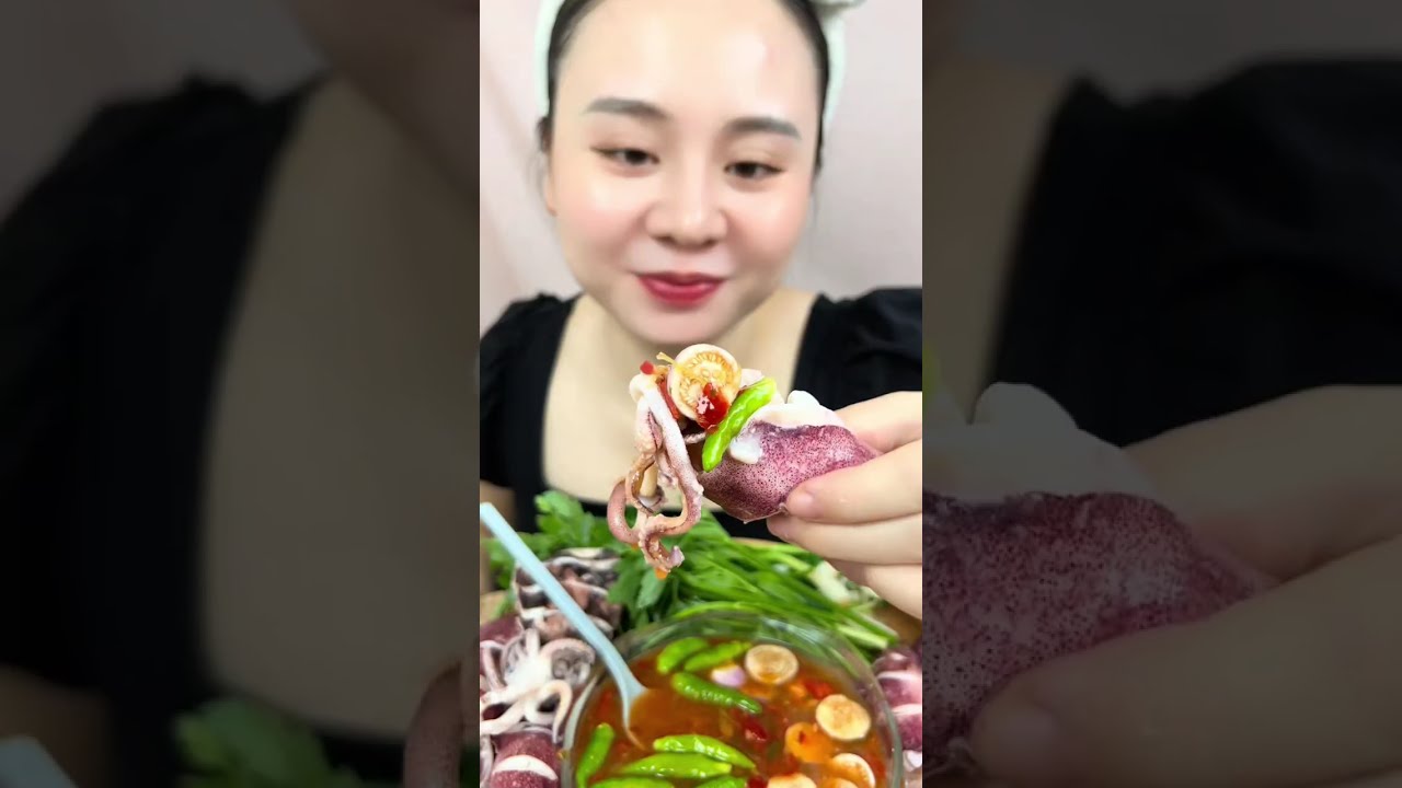 Mời mọi người Mukbang Mực Hấp Cuốn Rau Muống Chấm Mắm Nêm, Mực Sốt Thái,Mực Trứng Hấp với em nghen