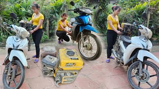 A girl with a genius for repairing motorbikes. Turn old into new/ genius girl