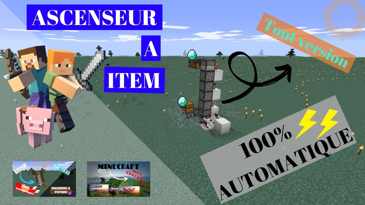Comment faire un ascenseur à item à minecraft [TOUTE VERSION] - YouTube