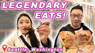 LEGENDARY SEATTLE EATS! || [Washington] Famous Caribbean Sandwich, Iconic Drive In & Molten Cake!