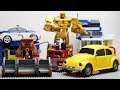 Transformers Bumblebee vs Disney Cars Frank Color Robot Truck Lego Bank Robbery & Police Car