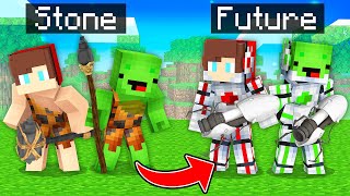 JJ & Mikey from STONE to FUTURE in Minecraft - Maizen