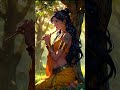A mesmerizing digital painting of Lord Krishna standing under a blooming Kadamba tree