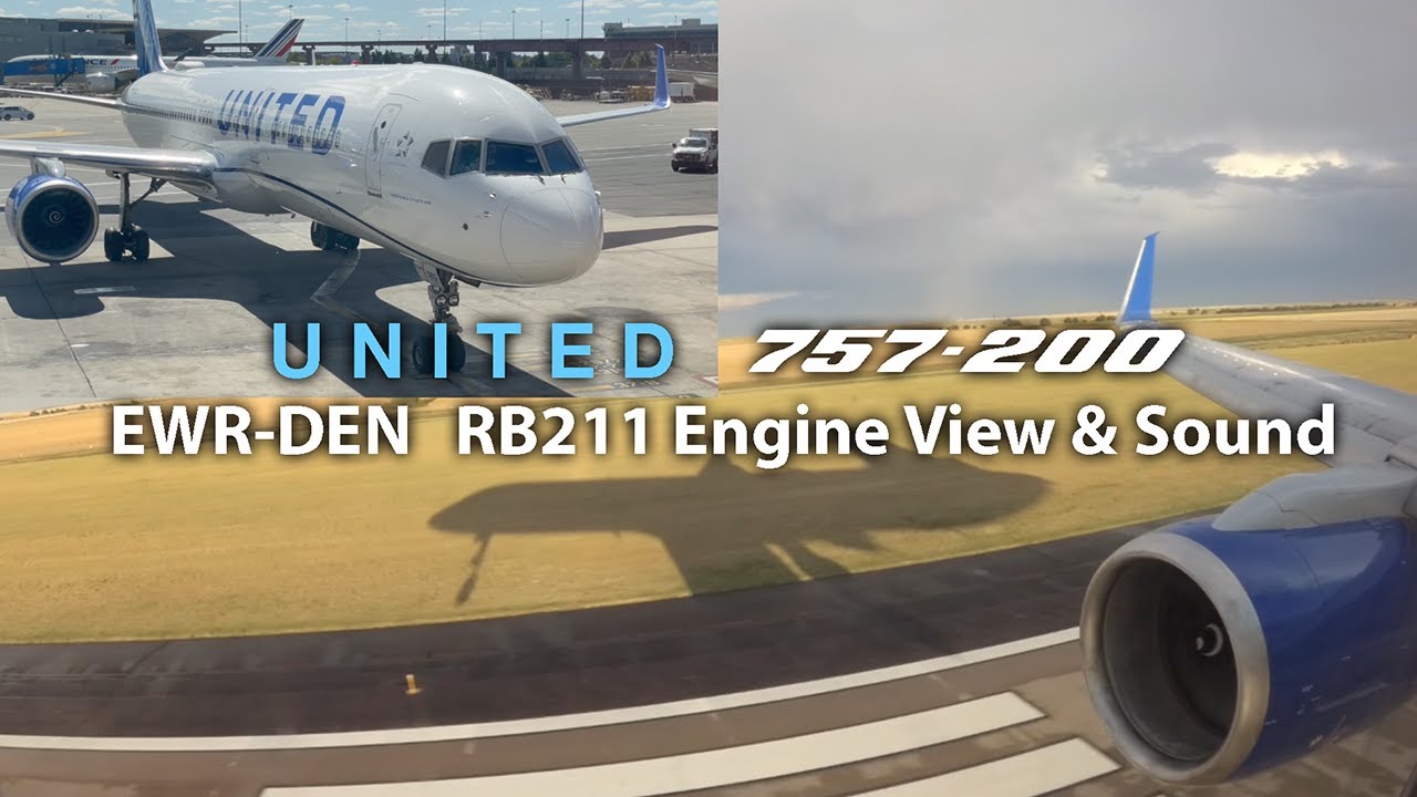 United 757-200 RR RB211 Engine View and Sound!