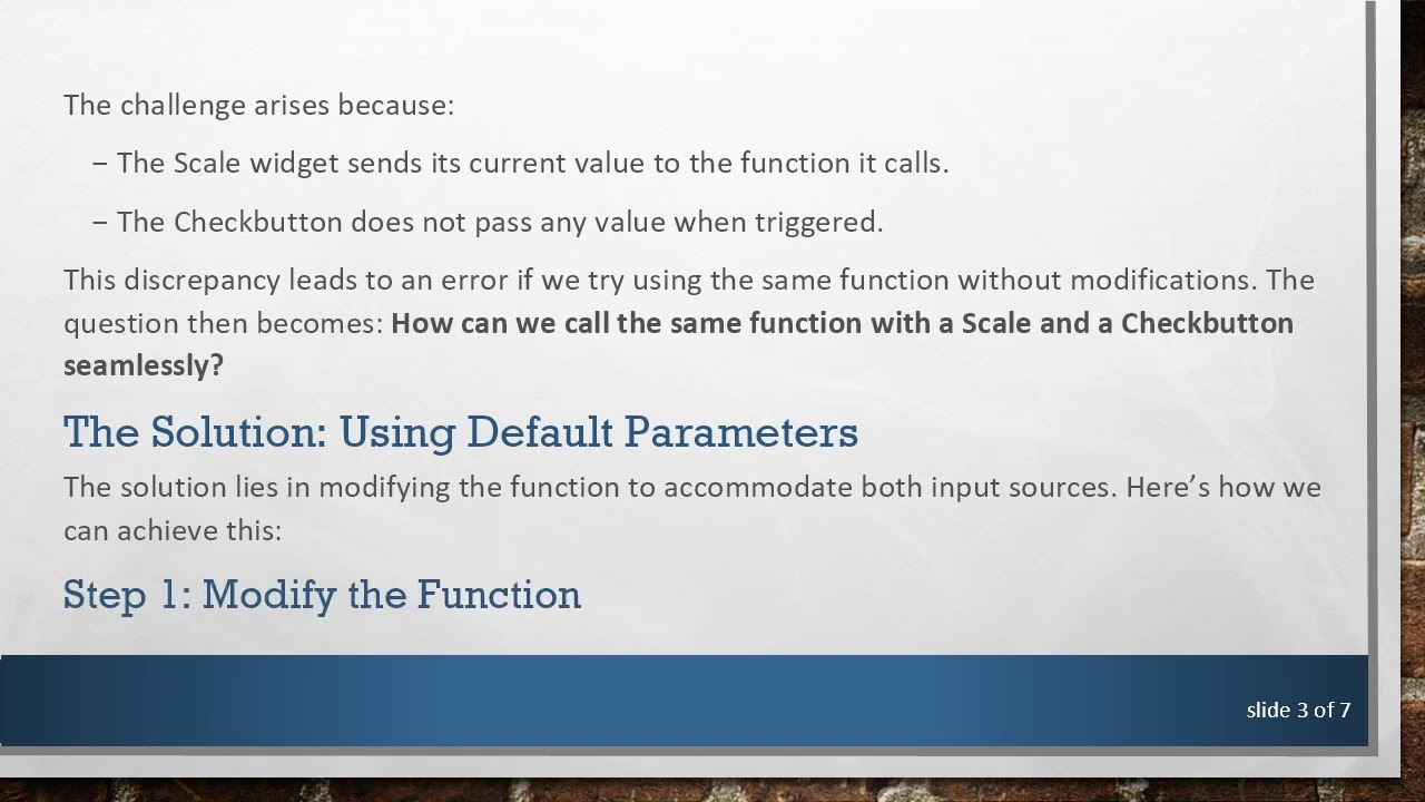 Can You Call the Same Function with Both a Scale and Checkbutton in Tkinter?