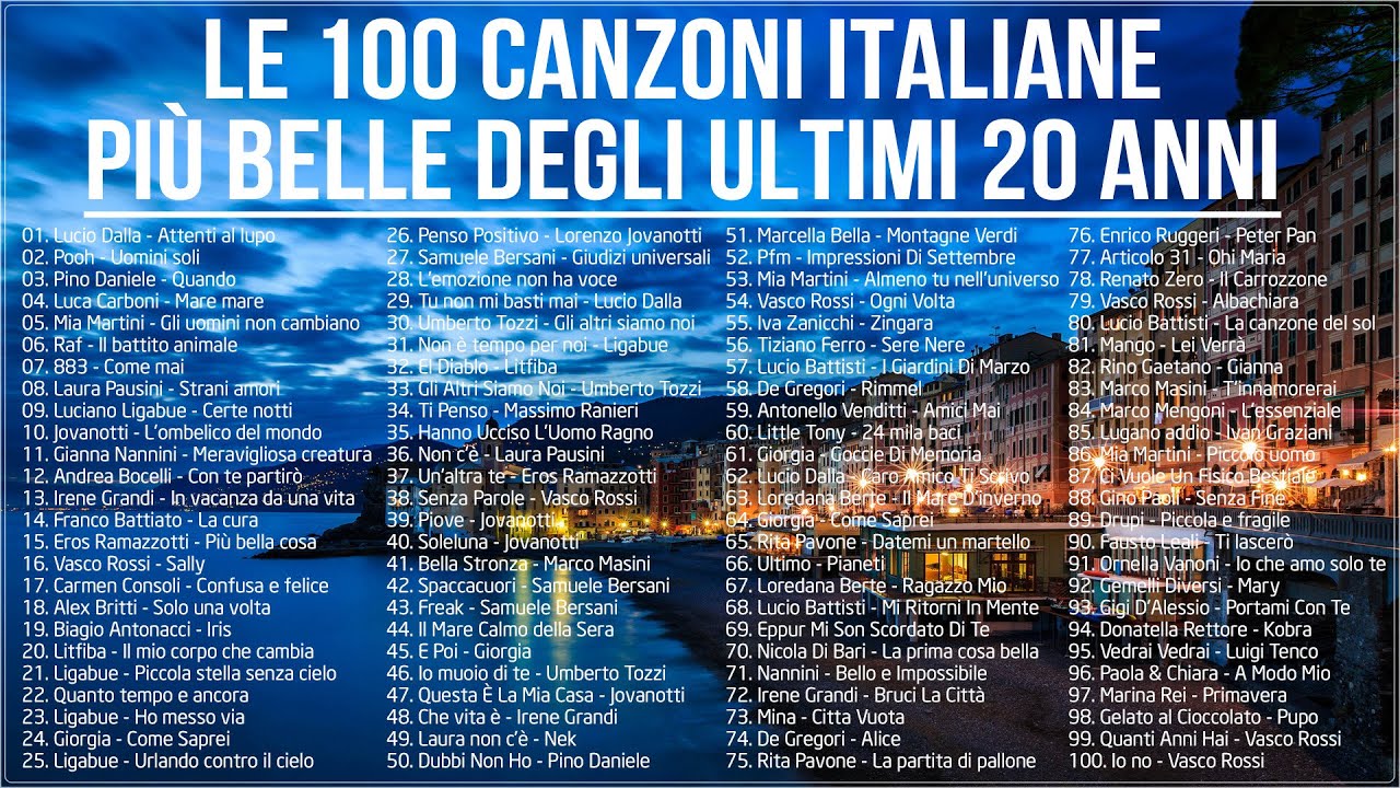 Le 100 canzoni italiane pi belle degli ultimi 20 anni   Migliore musica italiana di sempre