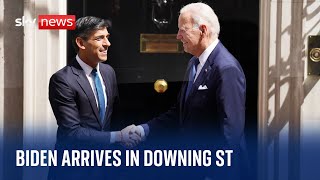 US President Joe Biden arrives in Downing Street