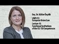 European Union Law - Lec 10 - Functional Institutions of the EU / EU Competences