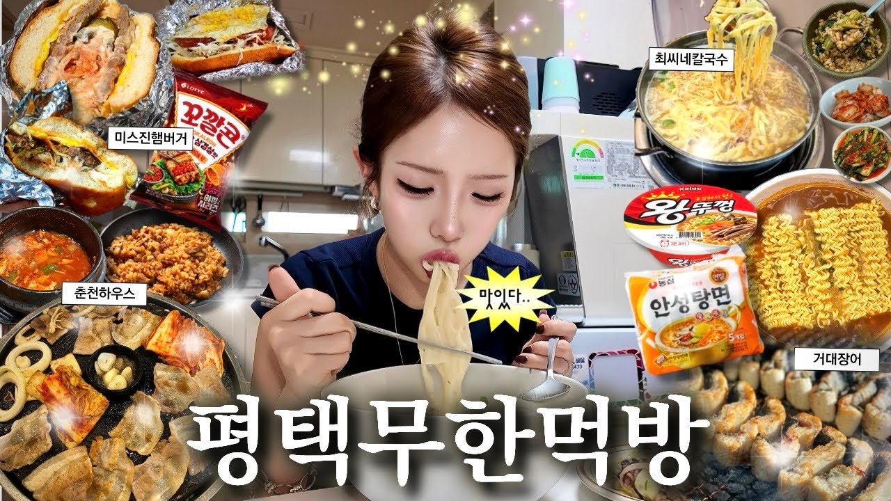 먹방브이로그⌇배부른게..뭐에요❓🤷🏻♀️레전드 평택먹방일기🍚 송탄 미스진햄버거•이모표 콩국수+주먹밥•춘천하우스 대패삼겹살•홍림닭발•최씨네칼국수+보리밥•태안 펜션먹방