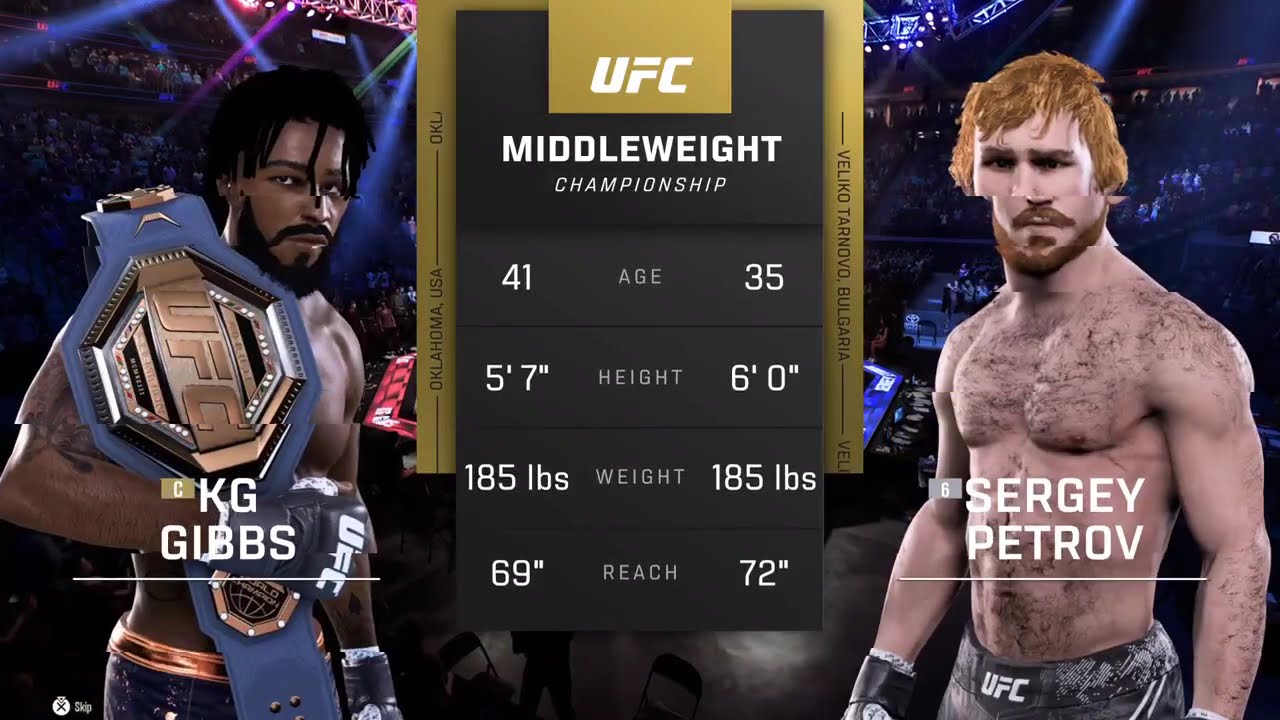 UFC 5 Career Mode PS5 Gameplay #22 UFC Middleweight Championship: Petrov vs Gibbs !!!!