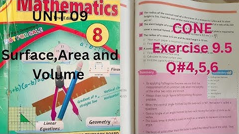 Exercise 9.5 Q 4,5,6 class 8 Math UNIT 9 Total Surface Area and Volume of Cone| Class 8 Ex9.5 Q4,5,6