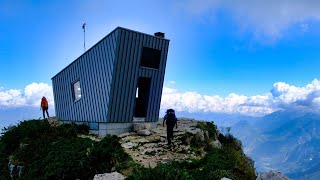 Silent Hiking to a Mountain Shelter in the Dolomites, Italy