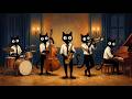 Doors Open in an Hour. Black Cats Gilded Vintage Noir Jazz on the Dance Floor of a Chicago Hotel