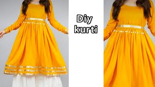 Long peplum kurti Cutting and Stitching Easy method Step by Step | long kurta