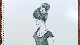 How to draw A girl with a Messy Bun Hair | Girl a Messy Bun Hair Drawing Step by Step | Girl Drawing
