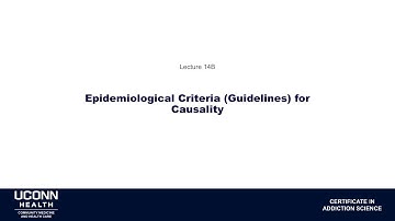 Epidemiology Lecture 14B - Epidemiological Criteria (Guidelines) for Causality