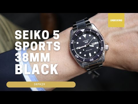 Unboxing Seiko 5 Sports 38mm Black dial SRPK29 - YouTube