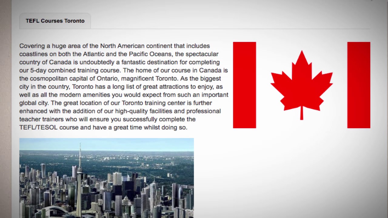 TEFL / TESOL Course in Canada | Teach & Live abroad! - YouTube