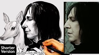 Drawing Alan Rickman as Snape - RIP Alan Rickman - Art Tribute by Mei Yu