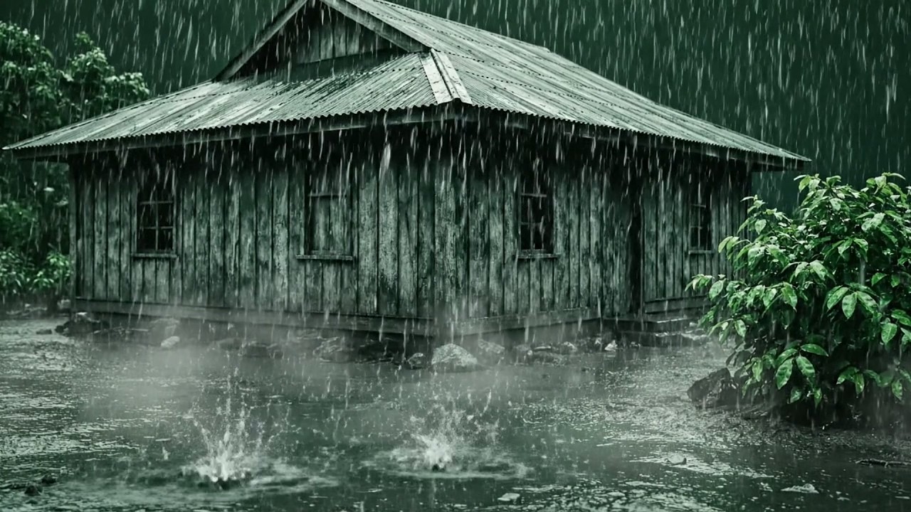 SOFORT einschlafen in Regennacht | Starker Regensturm & mächtiger Donner auf Blechdach des Baue...