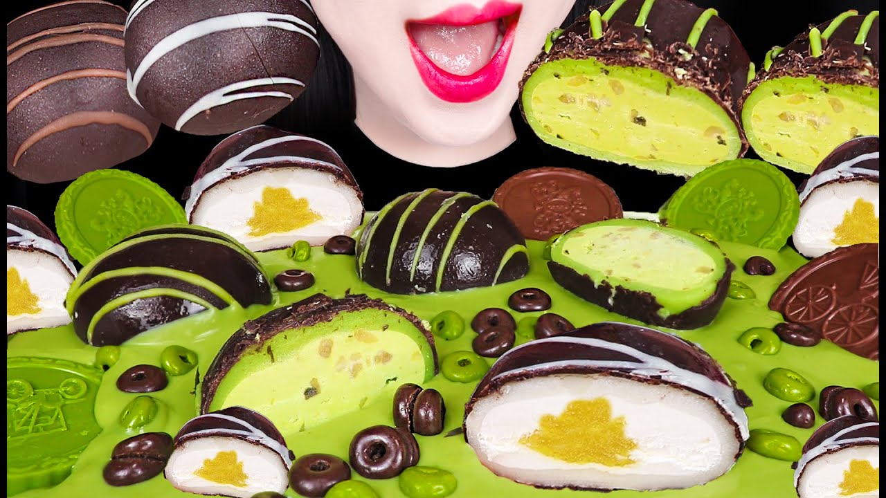 ASMR Matcha Chocolate 말차 초콜릿 먹방 Mukbang, Eating