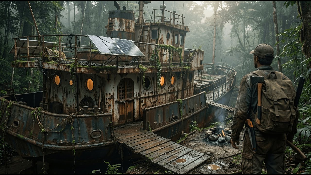 I Built a Luxury Home Inside a Ship in the Jungle (Solar Powered)