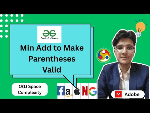 Min Add to Make Parentheses Valid - NO STACK! (GFG POTD)