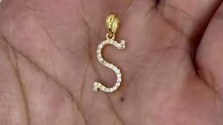 14K Yellow Gold 0.15ctw Diamond Mini Letter Initial Pendant (S)