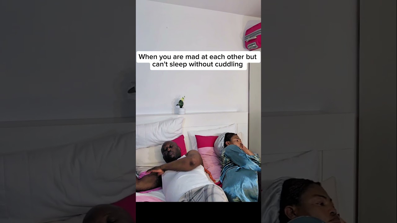 when you are both mad at each other but can't sleep without cuddling #viralvideo #couple  #marriage