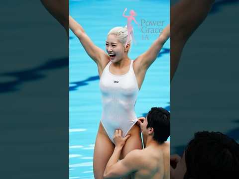 🌊🤍 한국 수중체조 듀오의 감동적인 순간!
