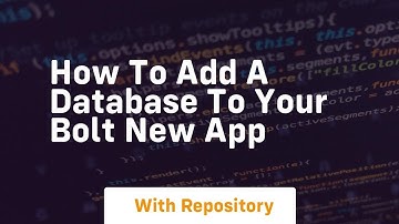 How to add a database to your bolt new app