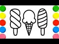 How To Draw cute Ice-cream Drawing, Painting &amp; Coloring For Kids and Toddlers_ Child Art🌈