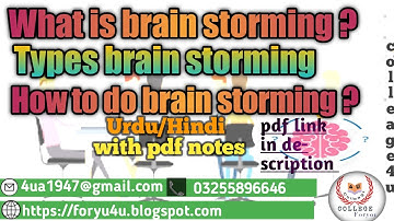 what is Brainstorming?Types of Brainstorming - how to do Brainstorming?Urdu/Hindi-AD/BsFebruary 2023