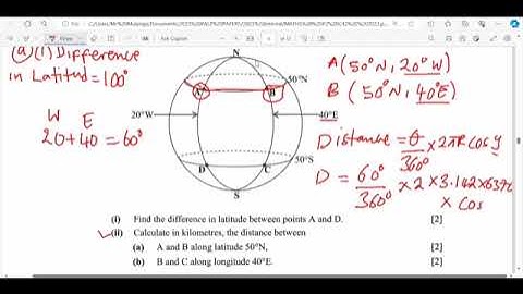 2023 G12 MATHS PAPER 2  - EARTH GEOMETRY Q7 INTERNAL