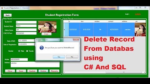delete record from database c# and SQL