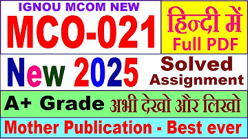 MCO 021 solved assignment 2025 in Hindi || mco 021 solved assignment 2024-25 || ignou mco021 2025
