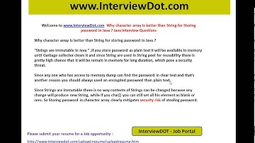 why character array is better than string for storing password in java interview